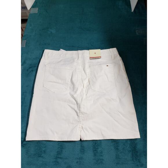 Tommy Hilfiger Skirt Size 6 Womens White Denim Mid Rise Straight Pencil NWT - Picture 10 of 13